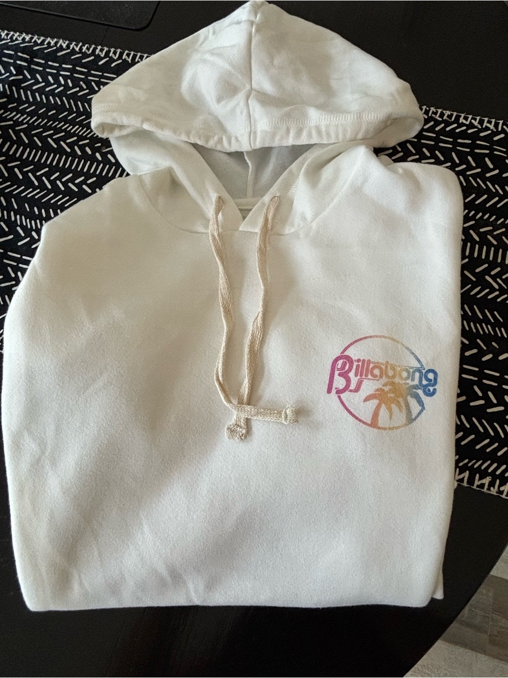 Billabong White Hoodie with Pastel Rainbow Logo